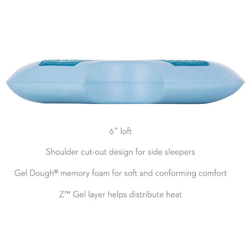 MALOUF Z Side Sleeper Shoulder Cutout Dough Memory Foam Pillow with Liquid Gel Layer-King, Blue - Image 3
